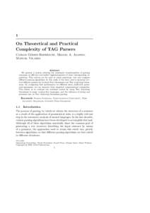 1  On Theoretical and Practical Complexity of TAG Parsers ´ mez-Rodr´ıguez, Miguel A. Alonso, Carlos Go