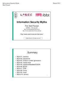 Information Security Myths Bart Preneel March[removed]Information Security Myths