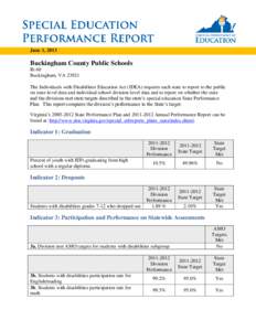 June 1, 2013  Buckingham County Public Schools Rt 60 Buckingham, VA[removed]The Individuals with Disabilities Education Act (IDEA) requires each state to report to the public