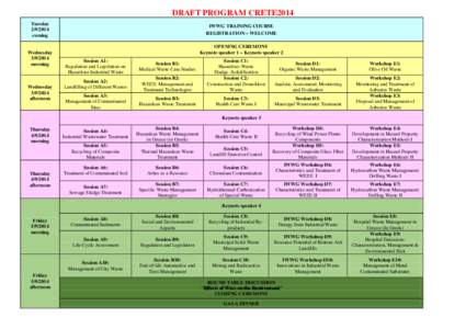 DRAFT PROGRAM CRETE2014 Tuesday[removed]evening  Wednesday