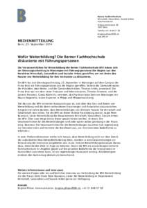 Berner Fachhochschule Wirtschaft, Gesundheit, Soziale Arbeit Kommunikation SchwarztorstrasseBern Telefon