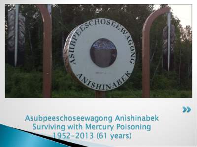 First Nations in Ontario / Dryden /  Ontario / Asubpeeschoseewagong First Nation / Wabigoon River / Methylmercury / Mercury poisoning / Mercury / Ojibwe people / Ontario Minamata disease / First Nations / Aboriginal peoples in Canada / Ontario