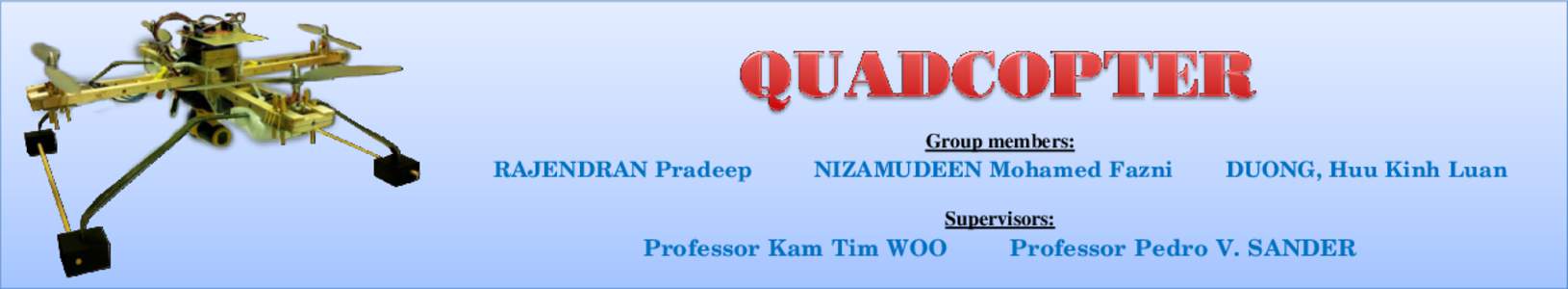 RAJENDRAN Pradeep  Group members: NIZAMUDEEN Mohamed Fazni Supervisors: