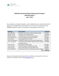 Microsoft Word - CDBG DR Co Resiliency Planning Awards_7.7.14.docx