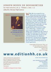 joseph bodin de boismortier six trio sonatas, op. 41 · Volume 1, (nos. 1–3) edited by Michael Elphinstone Edition HH j. b. boismortier: Six Trio Sonatas, Op. 41 vol. 1  joseph bodin