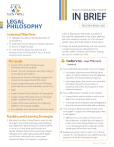 Ontario Justice Education Network  IN BRIEF LEGAL PHILOSOPHY