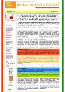 REGIME DA FRUTA ESCOLAR Newsletter n.º 2 Outubro[removed]Razões para variar o consumo de