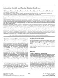 Interstitial Cystitis and Painful Bladder Syndrome Christopher K. Payne, Geoffrey F. Joyce, Matthew Wise, J. Quentin Clemens*,† and the Urologic Diseases in America Project From the Department of Urology, Stanford Univ