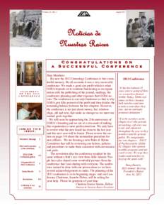 Volume 24—No. 2  August 2012 Noticias de Nuestras Raices