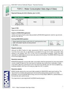 BOMA BESt Technical Clarification Request – Resolution Summary  TCR 3 – Water Consumption Data (Age of Data) Resolved February 20, 2013; Effective July 15, 2013  Applicable Module