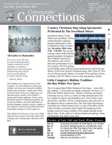 From the Little Compton Community Center Late Fall ~ Early Winter 2014 In this issue: LCCC News & Info…...1-3 Community Calendar
