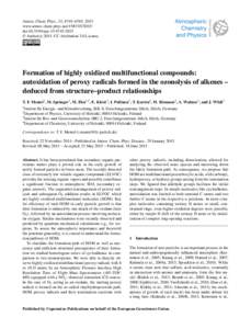 Atmos. Chem. Phys., 15, 6745–6765, 2015 www.atmos-chem-phys.netdoi:acp © Author(sCC Attribution 3.0 License.  Formation of highly oxidized multifunctional compounds: