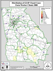 Distribution of GLSP Closed Cases Farm Worker Clients 2000 Fannin Dalton #