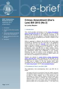 NSW Parliamentary Research Service September 2013 e-brief[removed]Crimes Amendment (Zoe’s