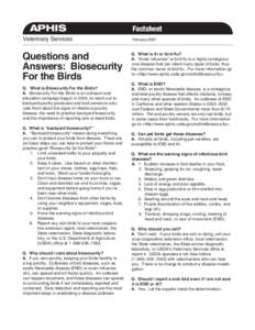 APHIS Veterinary Services Questions and Answers: Biosecurity For the Birds