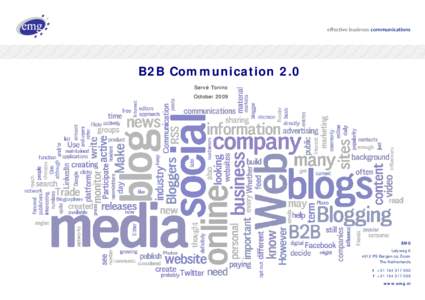 effective business communications  B2B Communication 2.0 Servé Tonino October 2009