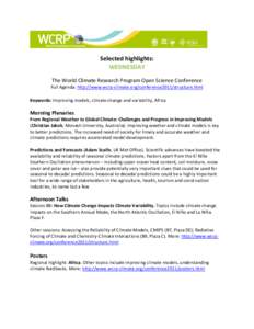 WCRP OSC highlights by day