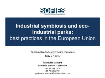 Industrial symbiosis and eco-industrial parks: best practices in the European Union