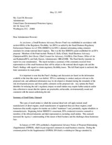 May 23, 1997 SBAR Panel Letter to EPA Administrator Carol M. Browner