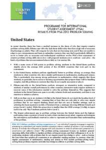 United States In recent decades, there has been a marked increase in the share of jobs that require creative problem-solving skills. Fifteen-year-olds who lack these skills today thus face a high risk of economic disadva