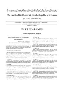 Êòé Èâ¨å Àò°åºå¾àº¨ èò ÌÄå°Éå¼û °¾Ç°ïÆà ªæÌ ÀºòÆ The Gazette of the Democratic Socialist Republic of Sri Lanka ¡ºø ïÊË  EXTRAORDINARY