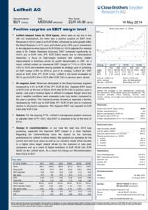 Leifheit AG Recommendation: Risk:  Price Target: