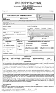 ONE STOP PERMITTING CITY OF BIRMINGHAM DEPARTMENT OF PLANNING, ENGINEERING & PERMITS 710 20th Street, North ROOM 210, CITY HALL BIRMINGHAM, ALABAMA 35203