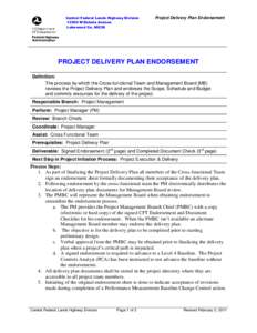 Central Federal Lands Highway Division[removed]W Dakota Avenue Lakewood Co, 80228 Project Delivery Plan Endorsement