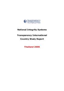 National Integrity Systems Transparency International Country Study Report Thailand 2006