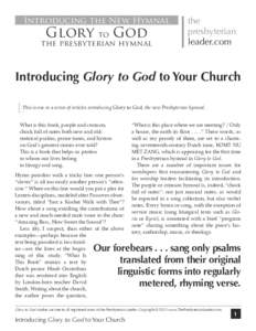 Introducing the New Hymnal  Glory to God the presbyterian hymnal