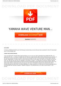 BOOKS ABOUT YAMAHA WAVE VENTURE MANUAL  Cityhalllosangeles.com YAMAHA WAVE VENTURE MAN...