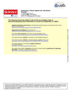 Extracting a Climate Signal from 169 Glacier Records J. Oerlemans, et al.