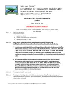 SAN JUAN COUNTY PLANNING COMMISSION AGENDA Friday, January 16, 2015 [THIS MEETING WILL BE LIVE-STREAMED]  8:30 a.m.