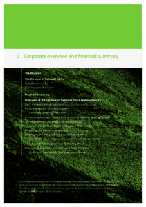 2	 Corporate overview and financial summary The Minister The Director of National Parks Statutory functions Non-statutory functions Financial summary