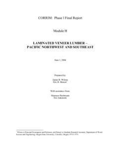 CORRIM: Phase I Final Report  Module H LAMINATED VENEER LUMBER – PACIFIC NORTHWEST AND SOUTHEAST