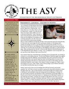 The ASV Newsletter of the Archeological Society of Virginia Established 1940 April 2014 • Number 212