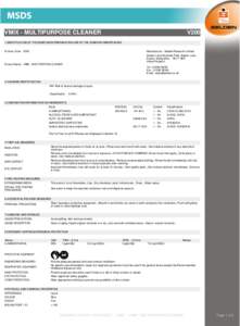 VMIX - MULTIPURPOSE CLEANER  V200 1 IDENTIFICATION OF THE SUBSTANCE/PREPARATION AND OF THE COMPANY/UNDERTAKING Product Code V200