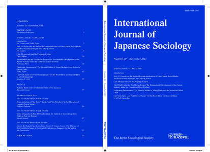 ISSN[removed]Number 20, November 2011 EDITOR’S NOTE Daisaburo Hashizume