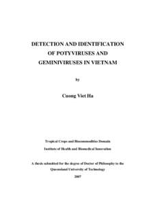 Detection and Identification of plant viruses belonging to the Potyviridae and Geminiviridae in Vietnam
