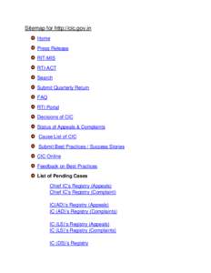 Sitemap for http://cic.gov.in Home Press Release RIT-MIS RTI-ACT Search