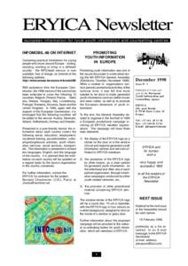 ERYICA Newsletter european information for local youth information and counselling centres INFOMOBIL-98 ON INTERNET Containing practical information for young people who move around Europe - visiting,