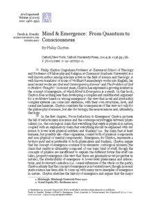 Consciousness / Theology / Philosophy of science / Materialism / Emergentism / Philip Clayton / Reductionism / Strong emergence / Philosophy of mind / Philosophy / Mind / Emergence