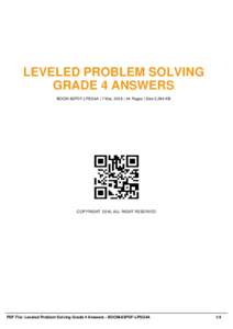 LEVELED PROBLEM SOLVING GRADE 4 ANSWERS BOOM-83PDF-LPSG4A | 7 Mar, 2016 | 44 Pages | Size 2,294 KB COPYRIGHT 2016, ALL RIGHT RESERVED