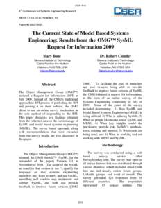 The Current State of Model Based Systems Engineering: Survey Results from the OMG SysML Request for Information 2009