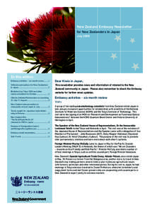 New Zealand Embassy Newsletter for New Zealanders in Japan July 2009 In this edition Embassy activities – six month review[removed]