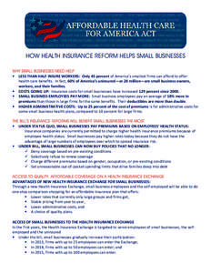 Institutional investors / Financial economics / Expense / Health insurance in the United States / Finance / Health insurance / Insurance / Small business / Payroll / Healthcare reform in the United States / Business / Financial institutions