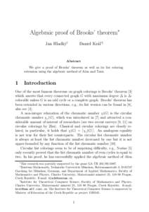 Algebraic proof of Brooks’ theorem∗ Jan Hladk´ y† Daniel Kr´al’‡