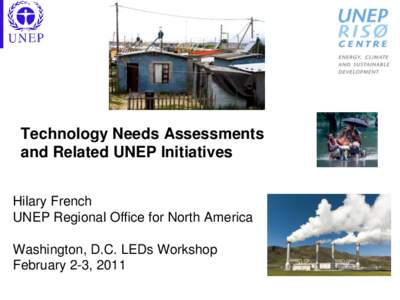 Technology Needs Assessments and Related UNEP Initiatives Hilary French UNEP Regional Office for North America Washington, D.C. LEDs Workshop February 2-3, 2011