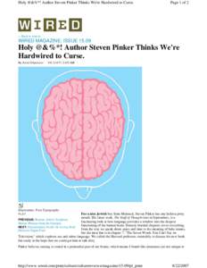 The Stuff of Thought / Literature / Profanity / Nationality / Steven Pinker / Cognitive science / Pinker