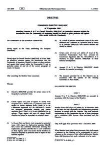 Commission DirectiveEC of 9 September 2009 amending Annexes II to V to Council DirectiveEC on protective measures against the introduction into the Community of organisms harmful to plants or plant pr